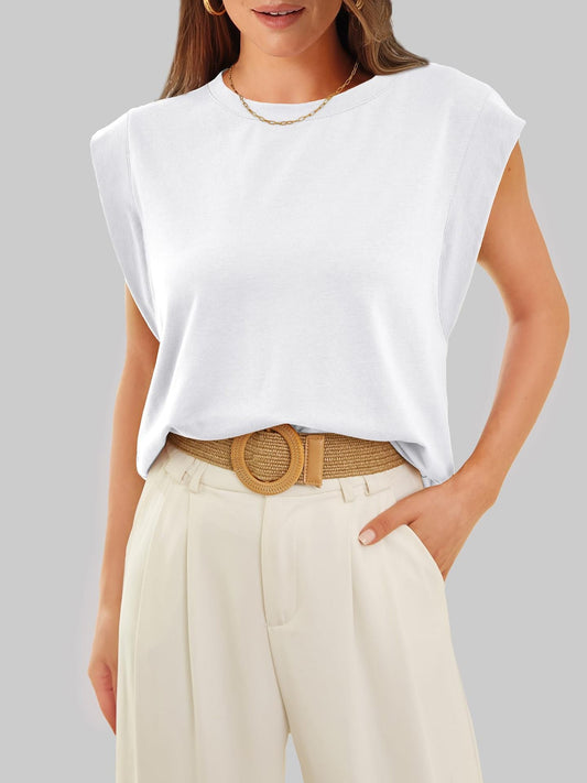 Casual Sleeveless Crew Neck Loose Tank Top