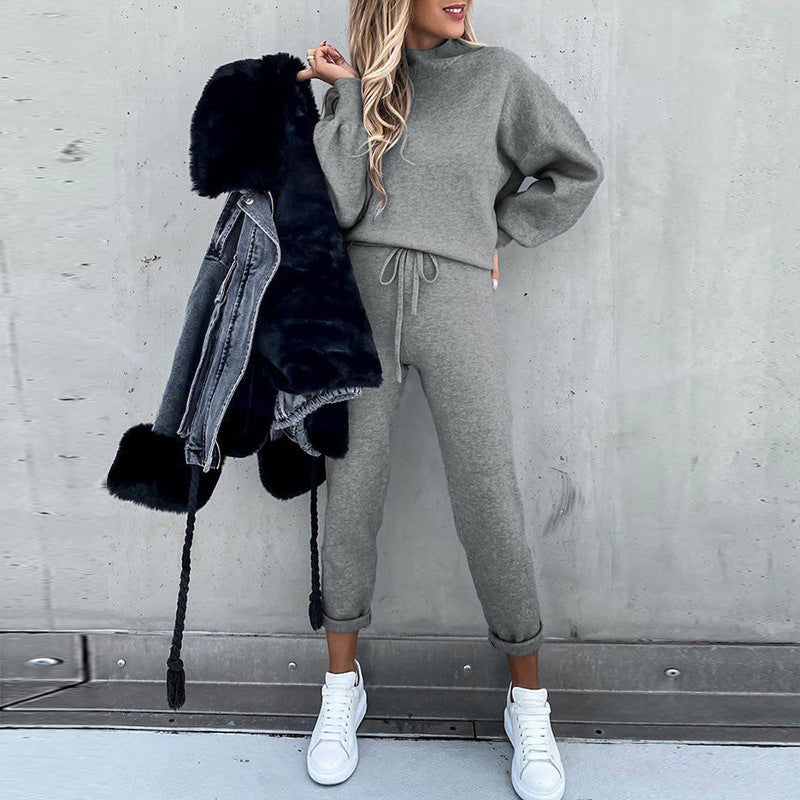 Women's Mock Neck Sweatshirt Jogger Lounge Set