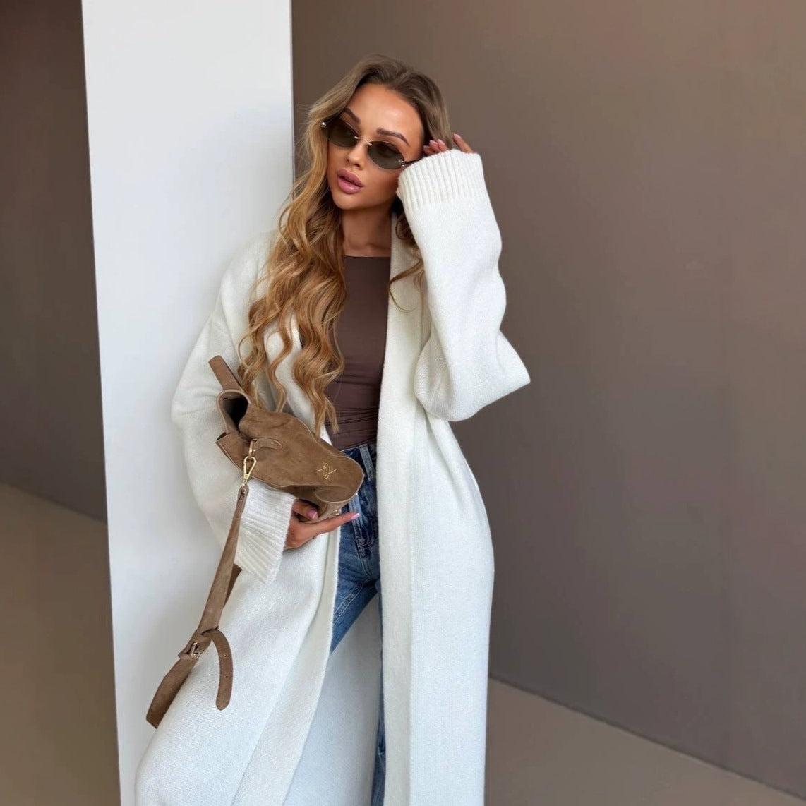 Women's Oversized Long Cardigan Open Front Duster Sweater