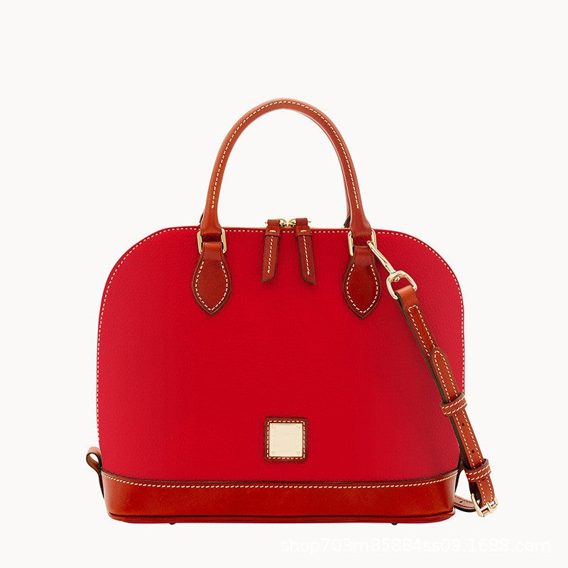 Vintage Pebbled PU Leather Dome Satchel Handbag