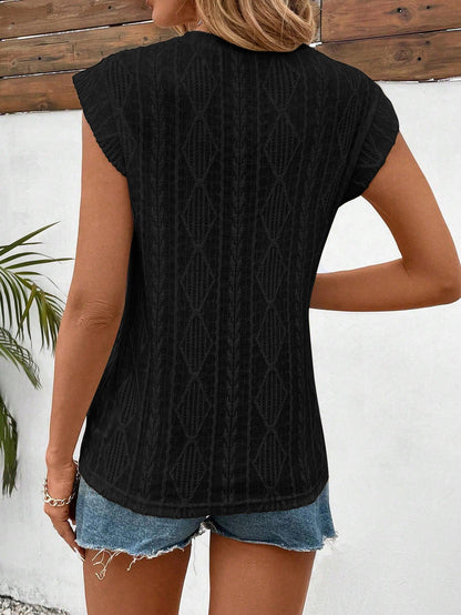 Women's Jacquard Sleeveless Top – Casual Summer Tank Blouse