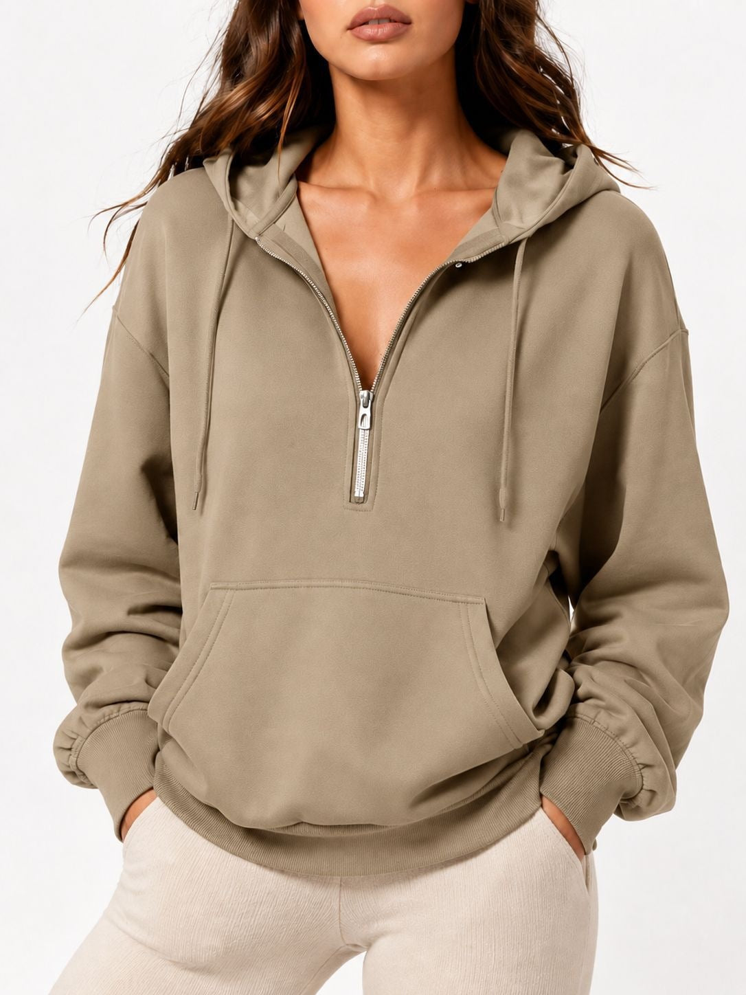 Women's Oversized Half Zip Hoodie Pullover Sweatshirt