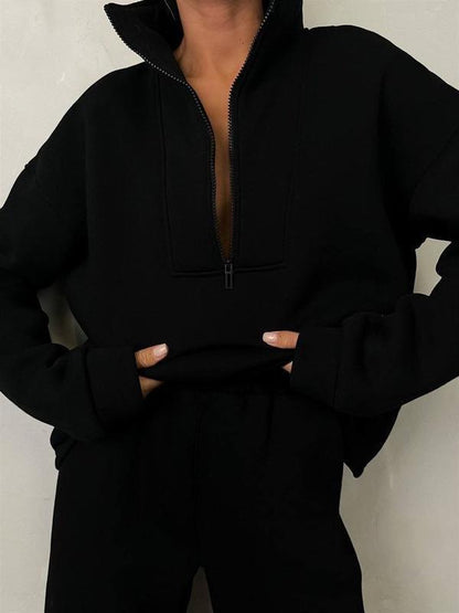 Women's Oversized Quarter Zip Tracksuit Set