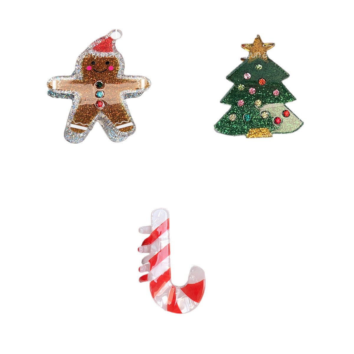 Christmas Mini Hair Clips Gingerbread Tree Claw Clips
