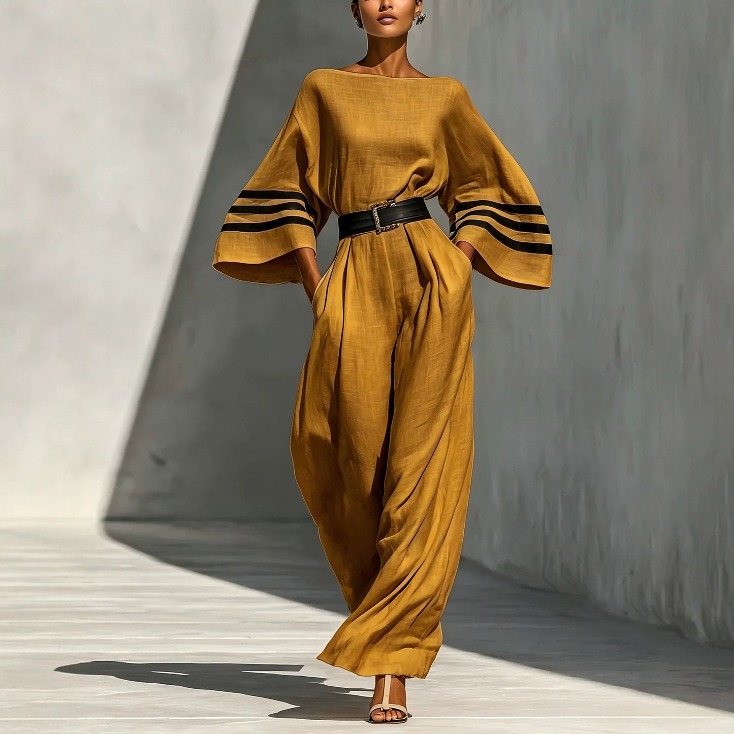Women's Linen Blend Wide Leg Jumpsuit Summer Vacation