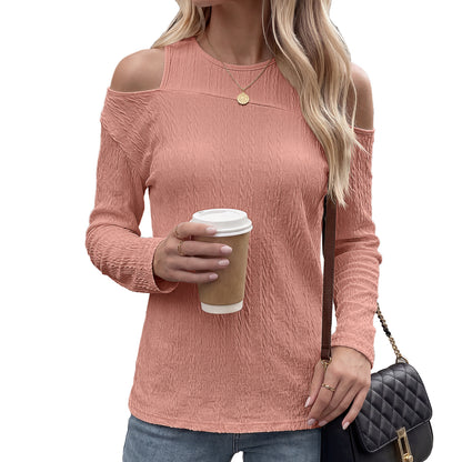 Women's Cold Shoulder Long Sleeve Tunic Top Loose Casual