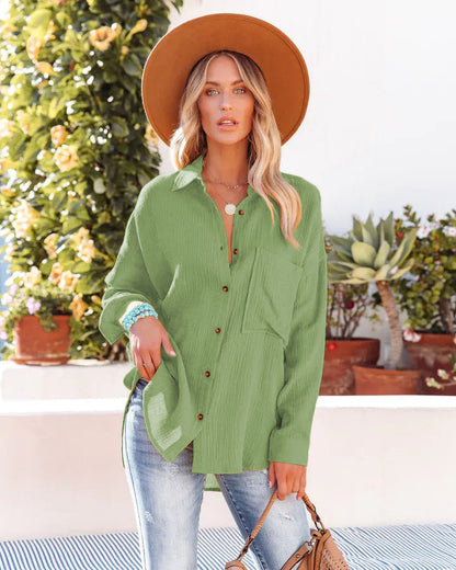 Women's Oversized Batwing Sleeve Button Down Shirt