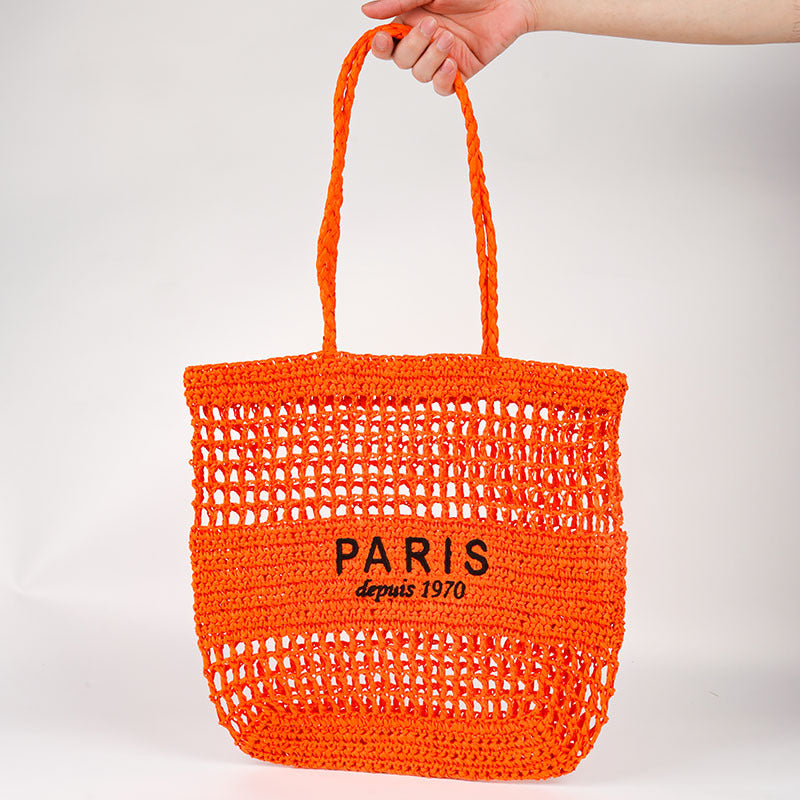 Embroidered Straw Tote Bag Beach Shoulder Bag Women
