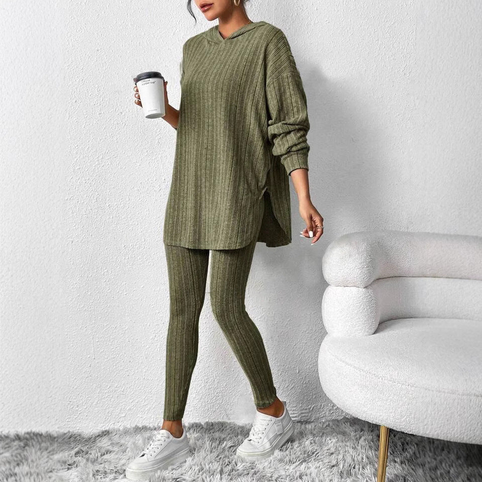 Women's Oversized Ribbed Hoodie Lounge Pants Set