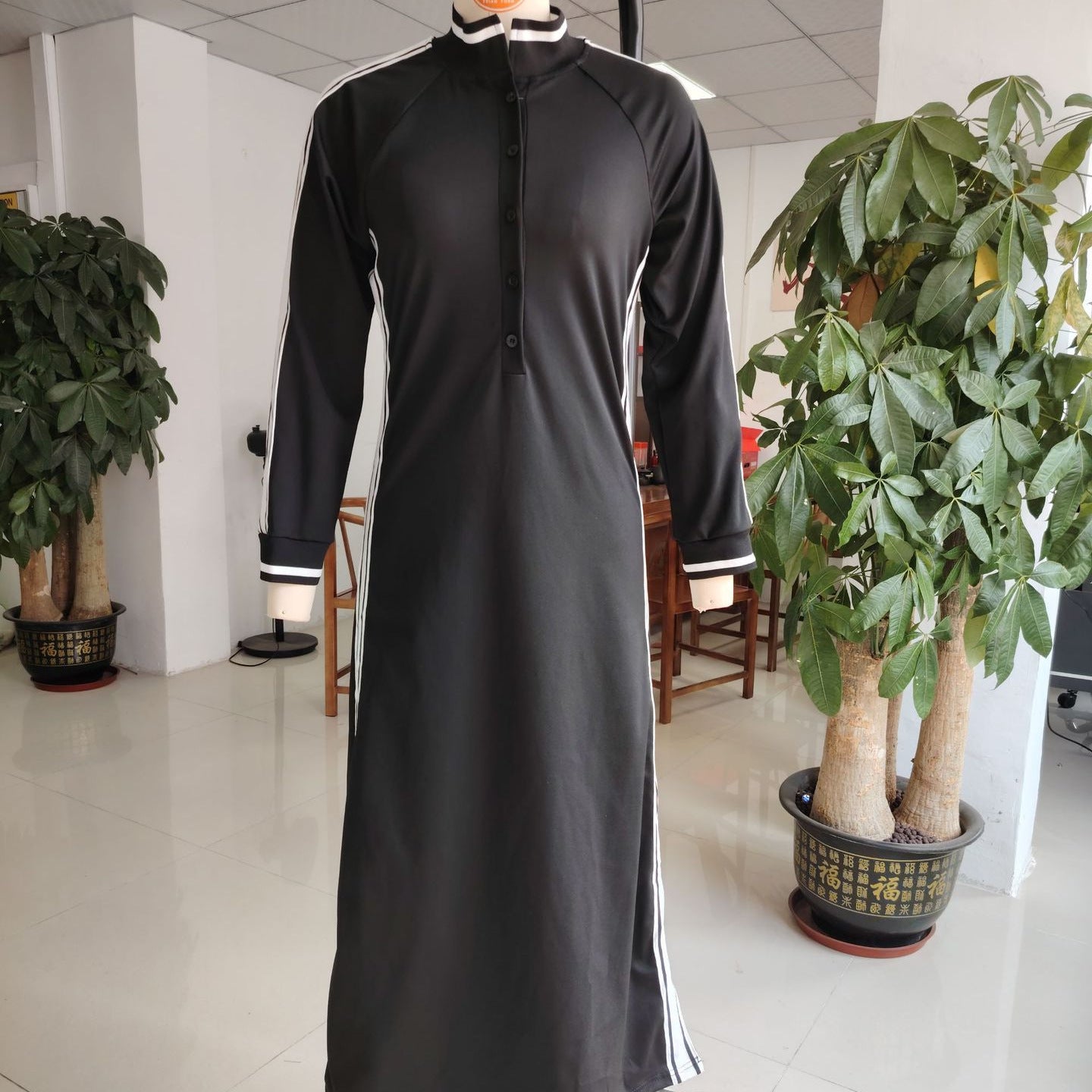 Women's Button Front Sweatshirt Maxi Dress Long Sleeve Slit