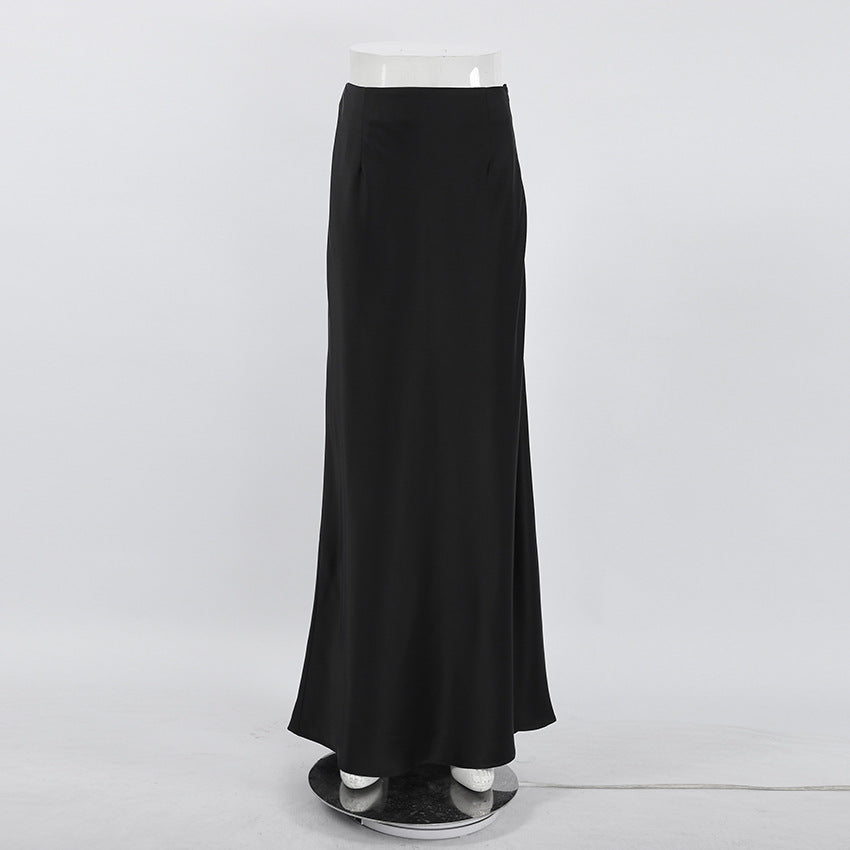 Satin Silky Maxi Slip Skirt High Waist Slim Fit