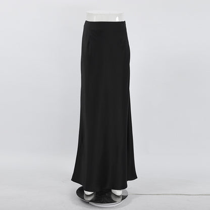 Satin Silky Maxi Slip Skirt High Waist Slim Fit
