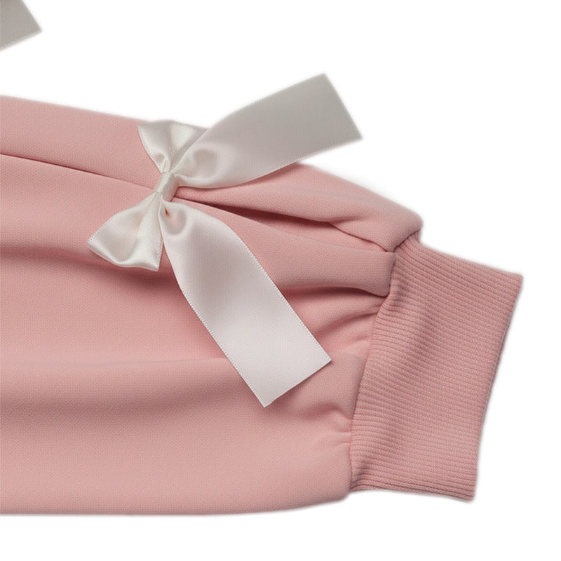 Bow Sleeve Round Neck Long Sleeve Sweatshirt