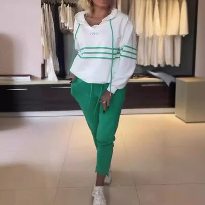 Women's Color Block Hoodie Jogger Lounge Set