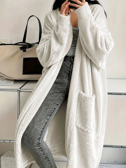 Women's Velvet Duster Coat Long Sleeve with Pockets