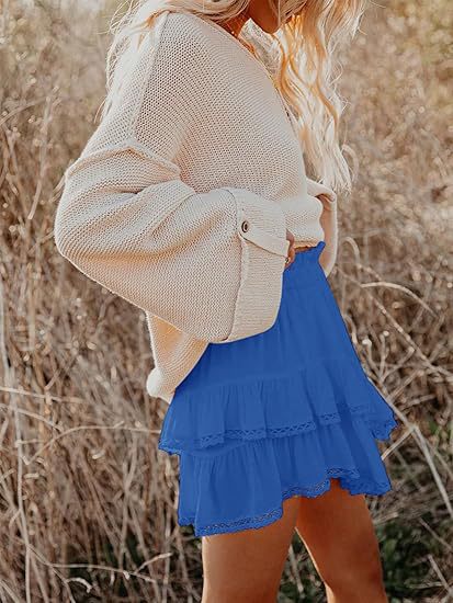 Women’s High Waist Tiered Ruffle Mini Skirt