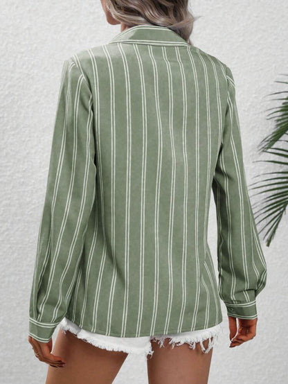 Women's Striped Long Sleeve Business Casual Shirt