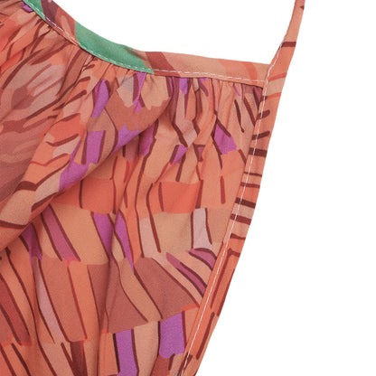 Boho Abstract Print Halter Maxi Dress Backless Resort Dress
