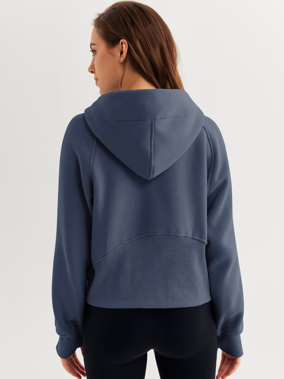 Zip-Up Hoodie Scuba Pullover Cropped Sweatshirt