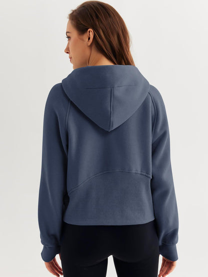 Zip-Up Hoodie Scuba Pullover Cropped Sweatshirt