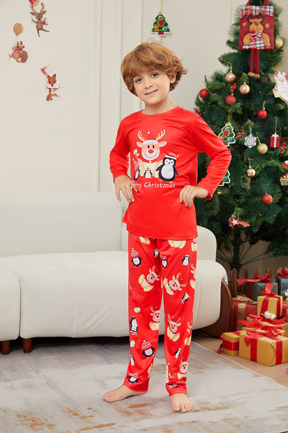 Deer Penguin Alphabet Christmas Parent-Child Dress Printed Christmas Pajamas