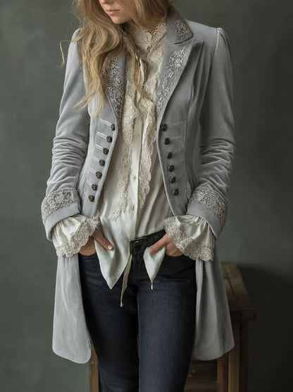 Women's Embroidered Velvet Blazer Vintage Jacket