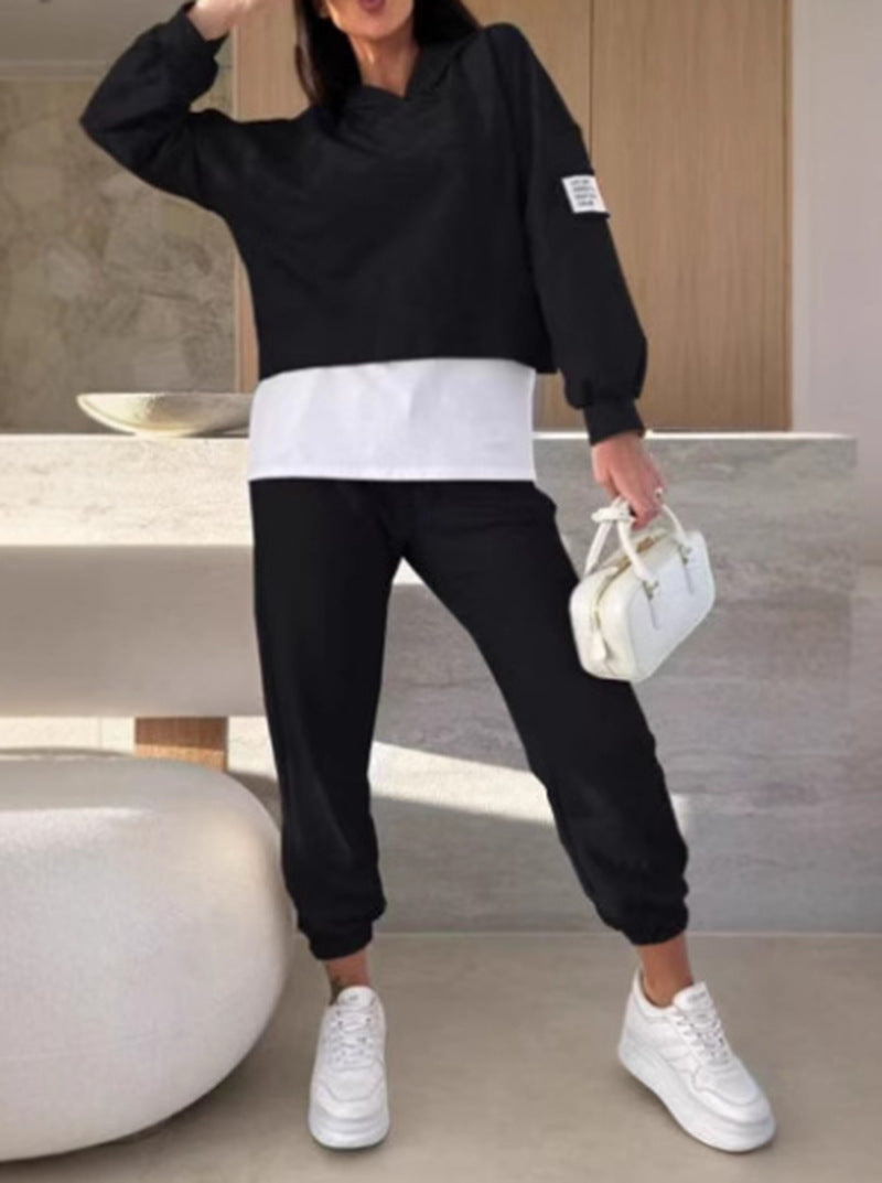 Women's Color Block Hoodie Jogger Lounge Set