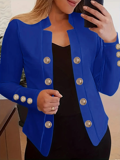 Women's Blazer Button Cuff Long Sleeve Jacket