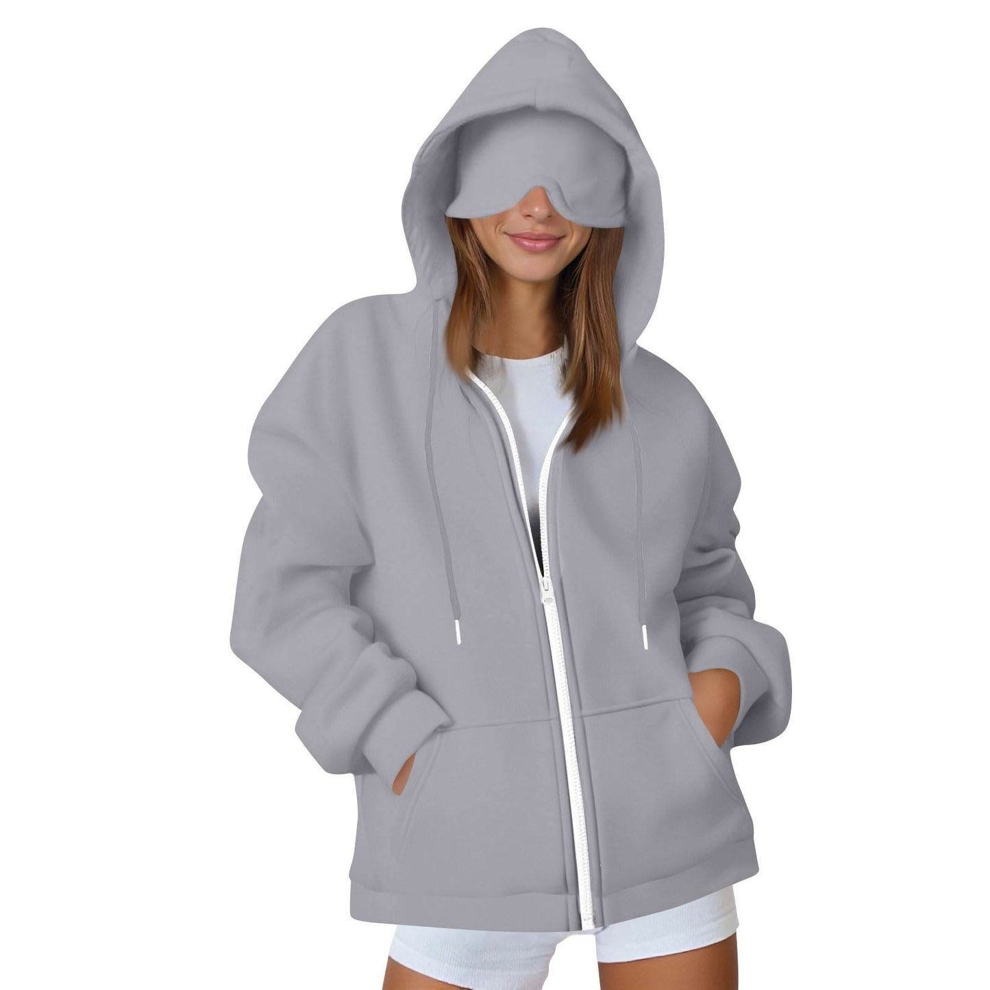 Oversized Zip Up Hoodie Women with Pockets