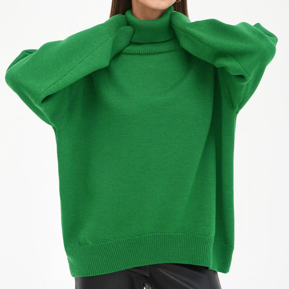 Women's Oversized Turtleneck Sweater Casual Knit Pullover