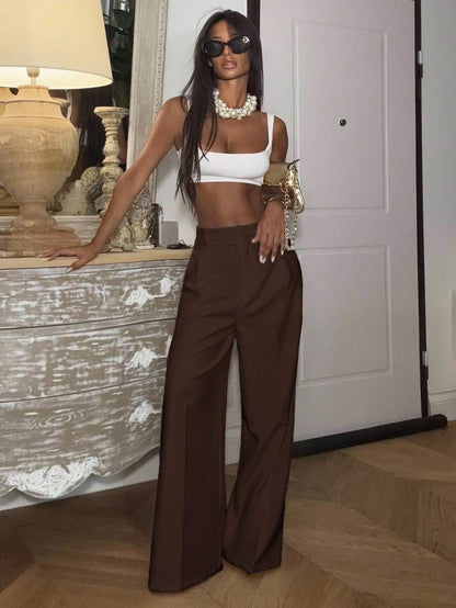 High Waisted Wide Leg Dress Pants Casual Work Trousers