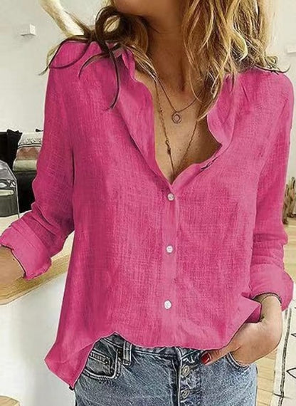 Women's Oversized Button Down Long Sleeve Casual Blouse