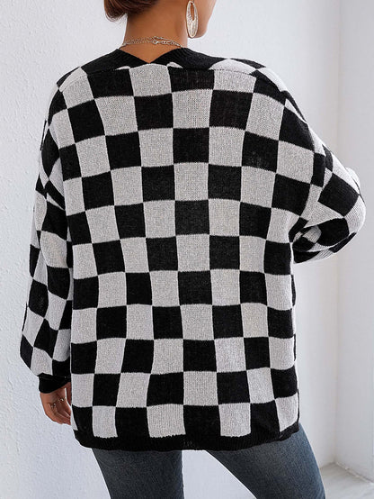 Plaid Colorblock Open Cardigan Sweater | Cozy Casual Layer