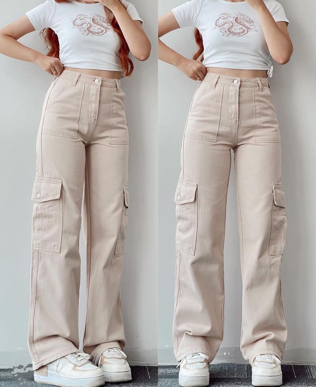 Women's Cotton Straight Leg Cargo Pants Casual