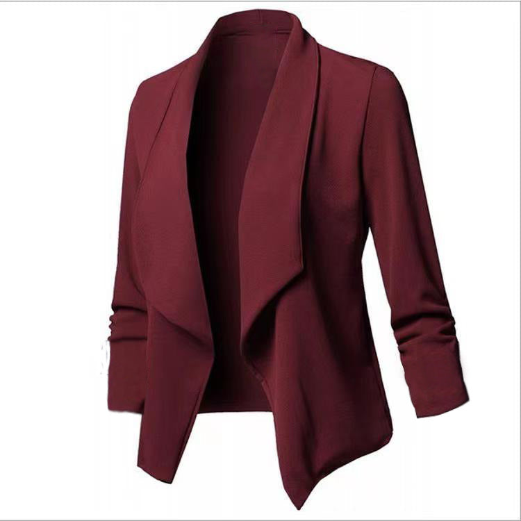 Women Open Front Blazer Long Sleeve Draped Lapel Jacket
