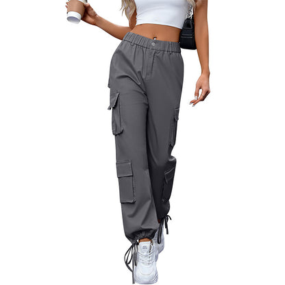 Women's High-Waist Cargo Pants with 8 Pockets, Loose Fit Streetwear