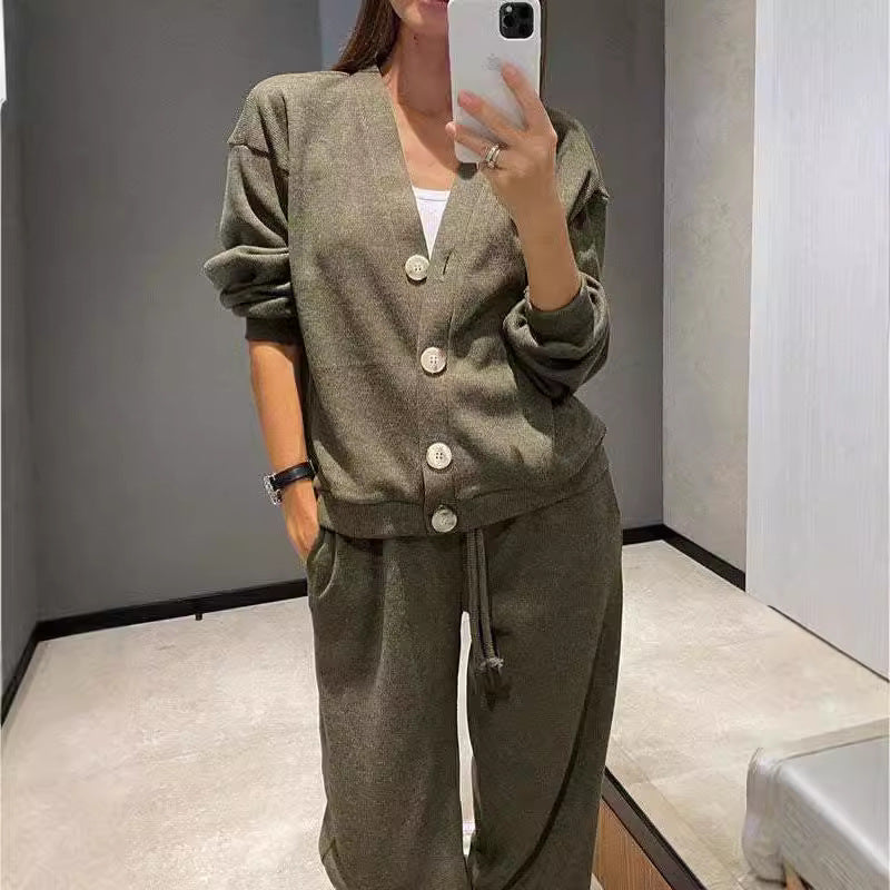 Women's Soft Cotton Cardigan & Pants Lounge Set
