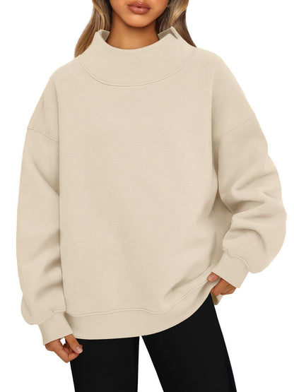 Women's Mock Neck Oversized Pullover Sweatshirt