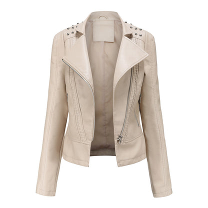 Women's Studded Faux Leather Moto Jacket