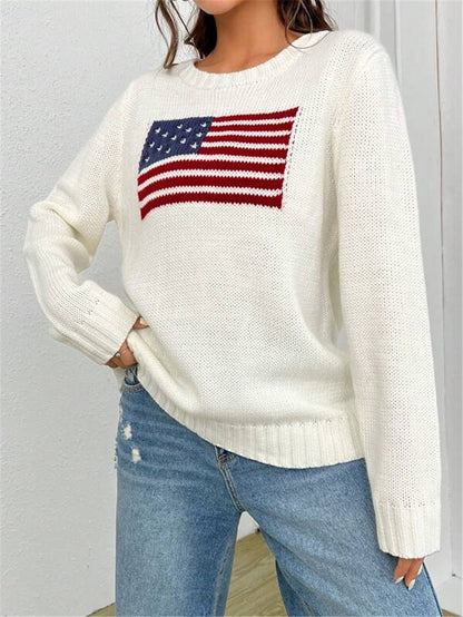 Women's American Flag Oversized Knit Sweater