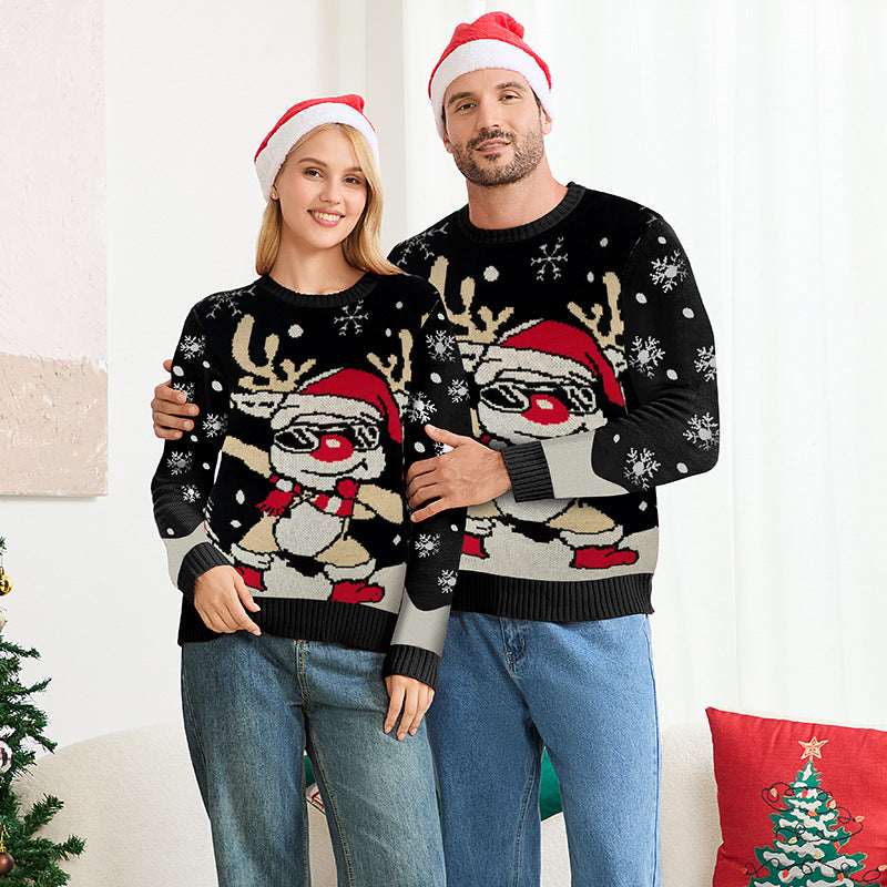 Family Matching Christmas Reindeer Knit Pullover Sweater