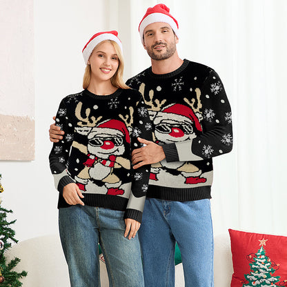 Family Matching Christmas Reindeer Knit Pullover Sweater