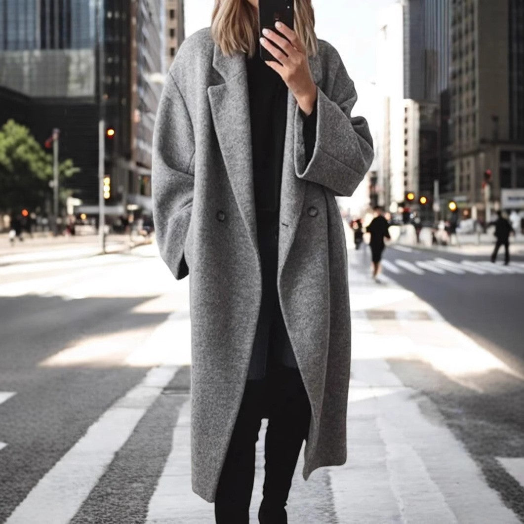 Women's Oversized Long Wool Blend Trench Coat