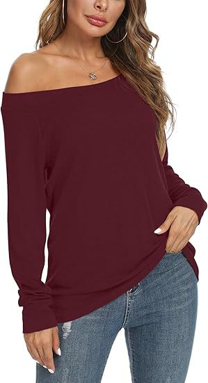 Women's Off Shoulder Long Sleeve Knit Sweater Top