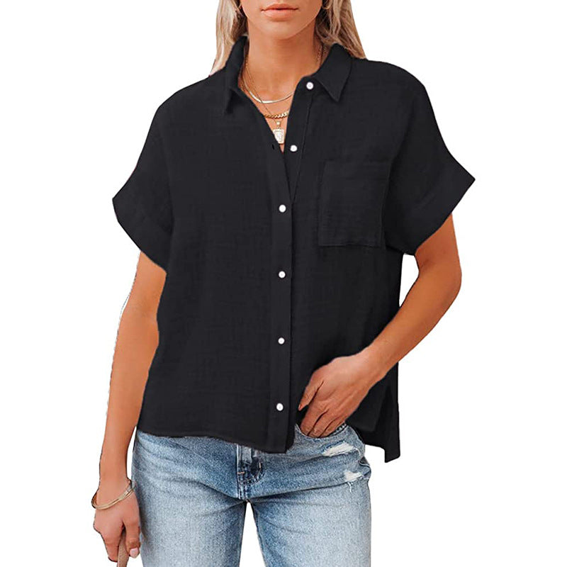 Cotton Linen Short-Sleeve Casual Shirt
