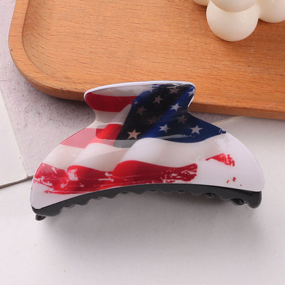 4th of July Stripe Hair Claw Clip Patriotic USA
