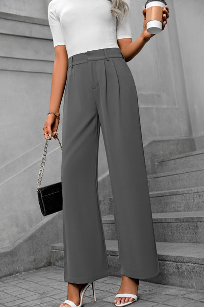 Women's High-Waist Wide-Leg Suit Pants - Elegant Office Trousers