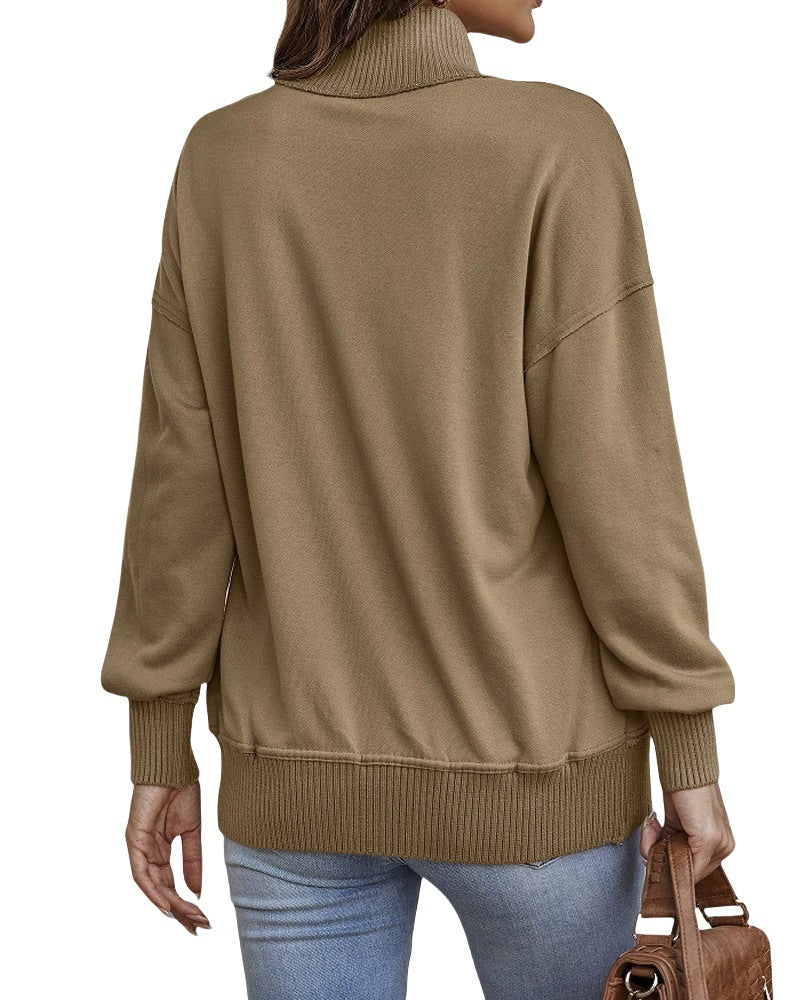Women's Oversized Button Sweatshirt with Pocket