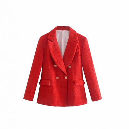 Women's Tweed Double Breasted Blazer Jacket