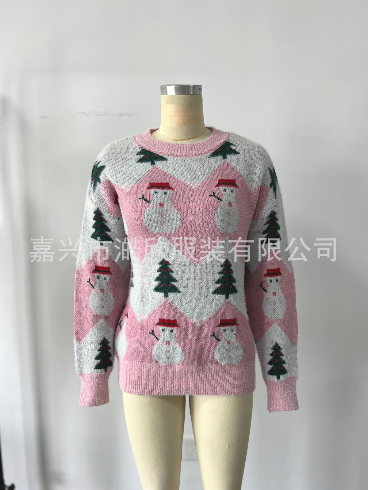 Women's Oversized Fuzzy Snowman Christmas Sweater